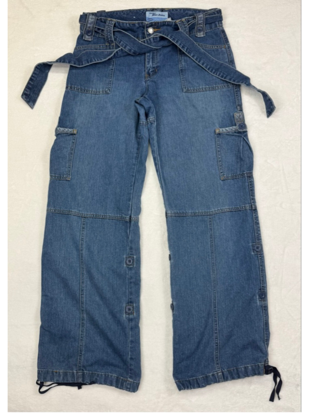 Y2K Old Navy Cargo Patchwork Wide Leg Jeans Women’s Denim Flare Pants Size 6